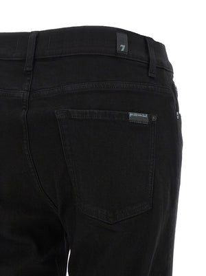 7 For All Mankind Schwarze Bootcut-Jeans aus Baumwolle
