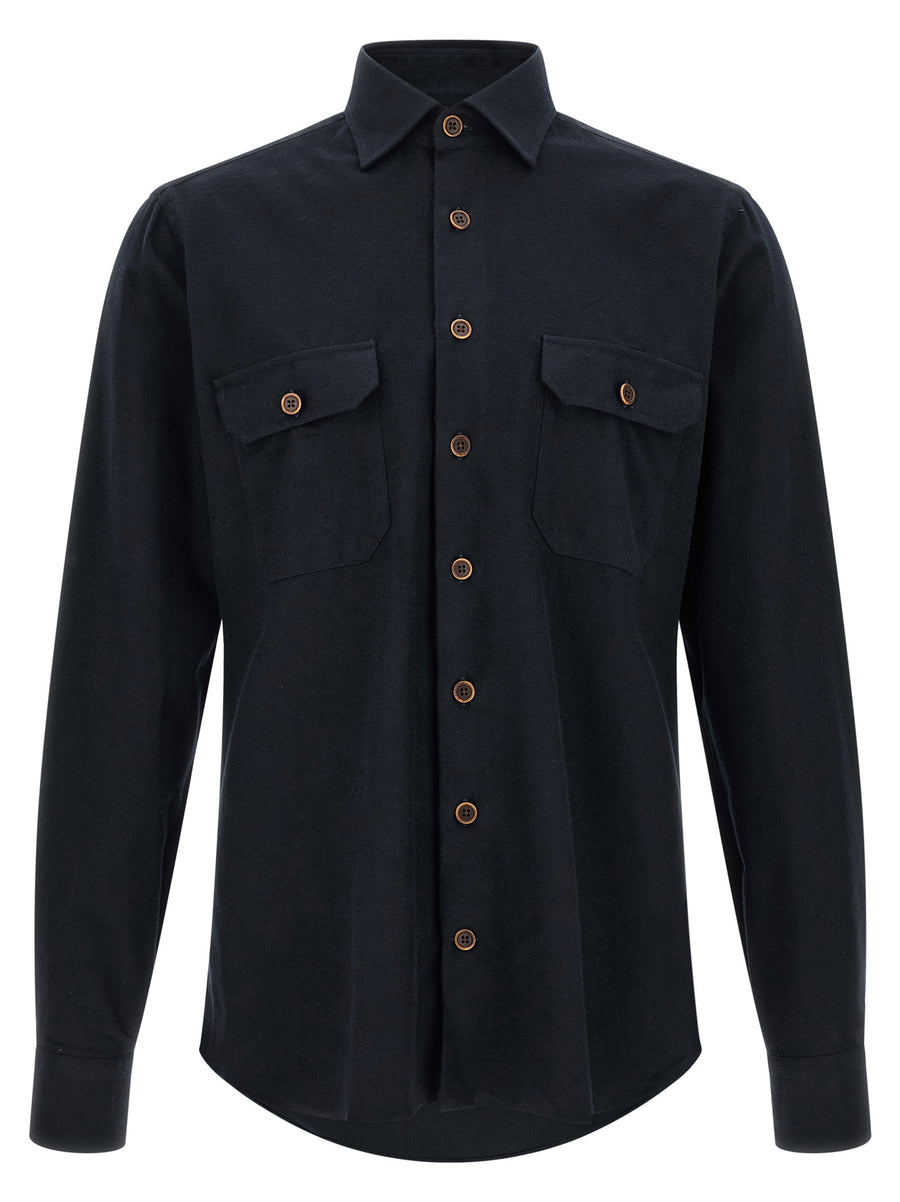 BORRIELLO Blaue Baumwollbluse