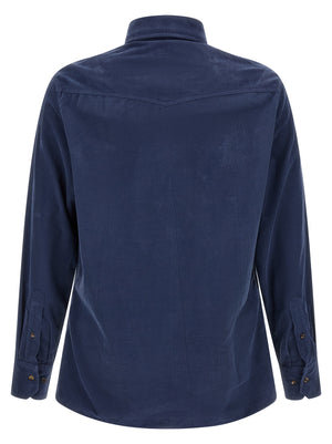 Brunello Cucinelli Blaue Baumwollbluse