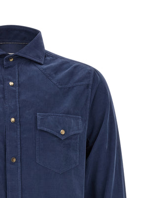Brunello Cucinelli Blaue Baumwollbluse