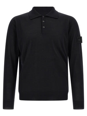 Stone Island Schwarzer Cardigan aus Schurwolle