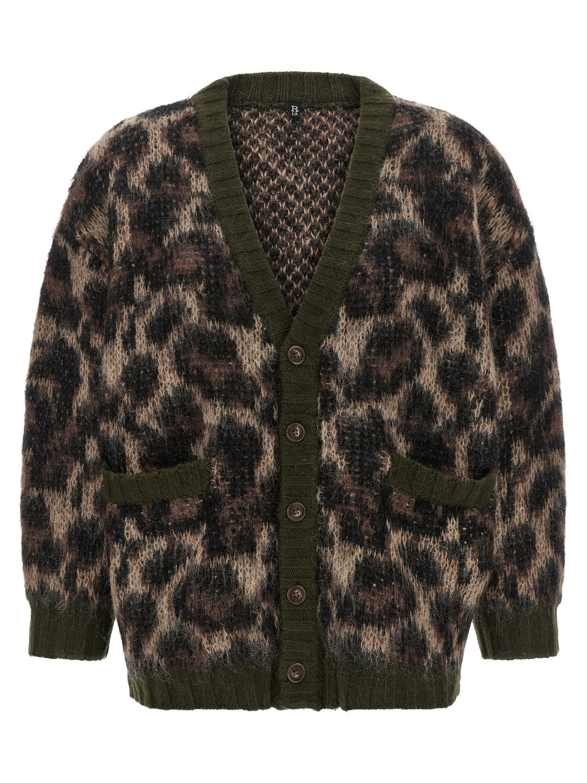 R13 Brauner Nylon-Strickjacke