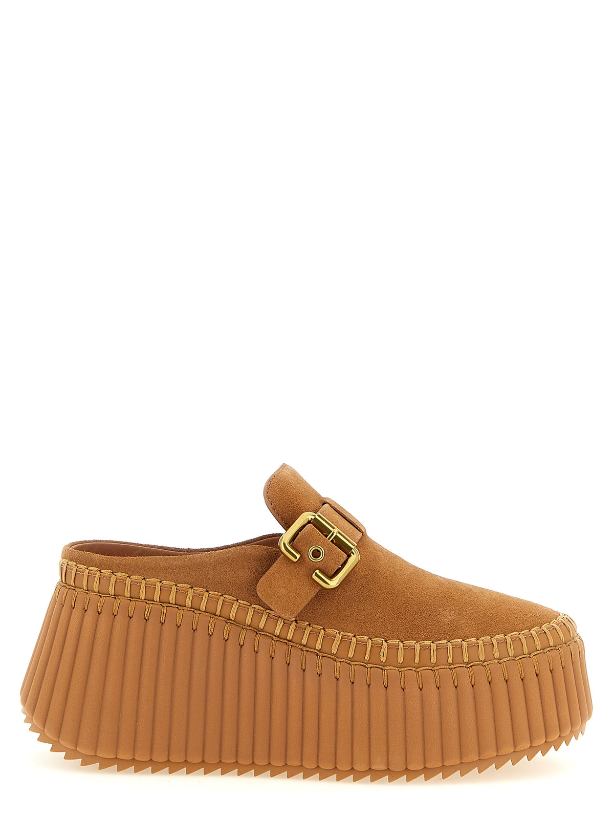 Chloé Keilabsatz-Sandalen aus beigem Kalbsleder