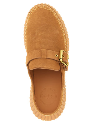 Chloé Keilabsatz-Sandalen aus beigem Kalbsleder