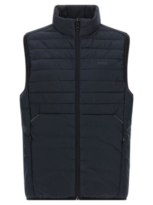 Blue Polyester Sleeveless Jacket