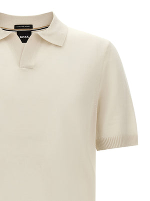 Hugo Boss Polohemd aus weißer Schurwolle