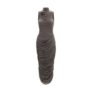 Magda Butrym Graues Kupferfarbenes Cocktailkleid