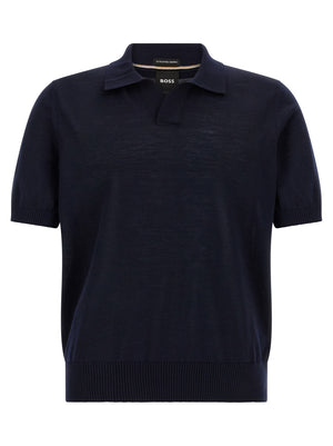 Blue Virgin Wool Polo Shirt