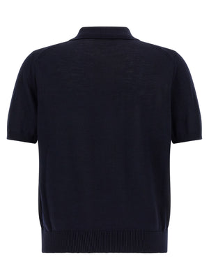 Blue Virgin Wool Polo Shirt