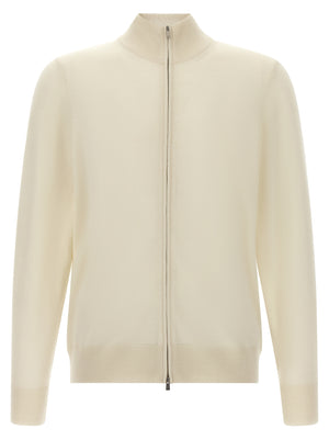 Hugo Boss Weiße Strickjacke aus reiner Schurwolle