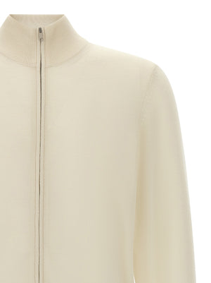 Hugo Boss Weiße Strickjacke aus reiner Schurwolle
