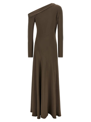 Alberta Ferretti Braunes Viskose-Maxikleid