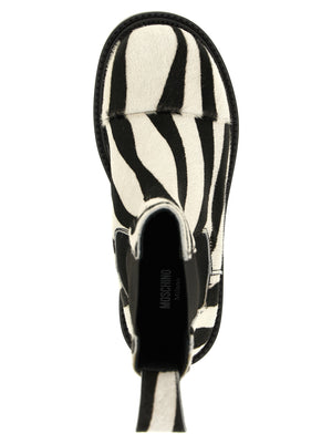 Moschino Ankle Boots aus zweifarbigem Kalbsleder