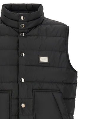 Dolce & Gabbana Schwarze ärmellose Jacke aus Polyester