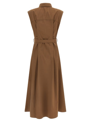 Brunello Cucinelli Braunes Baumwoll-Midikleid