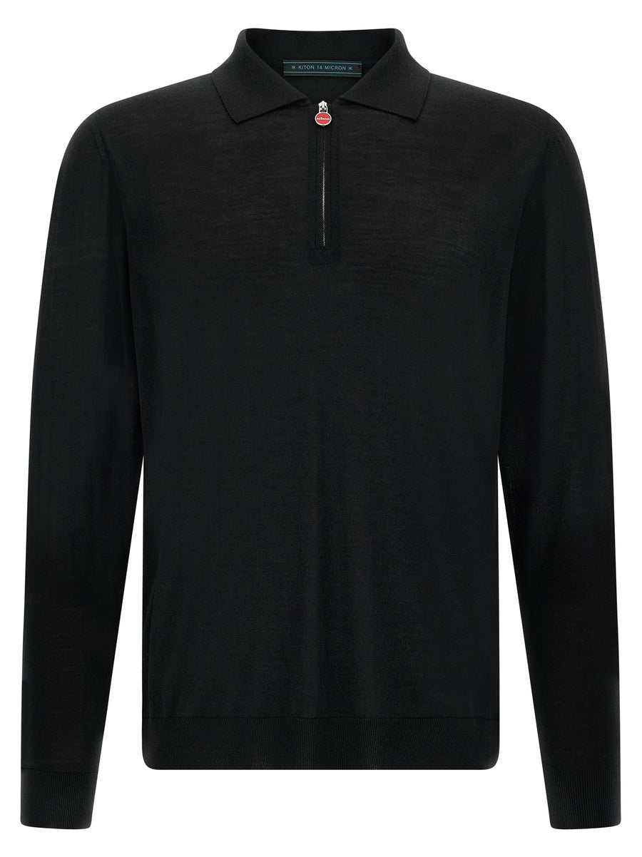 Kiton Schwarzes Woll-Poloshirt