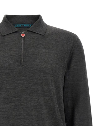 Kiton Graues Woll-Poloshirt