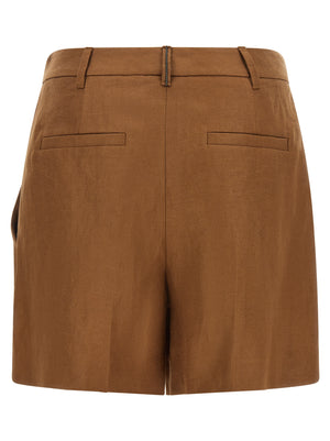Brunello Cucinelli Braune Leinen-Bermudashorts