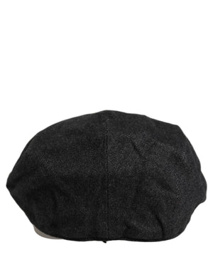 Dolce & Gabbana Herren Schwarze Baumwoll Flat Cap Schirmmütze