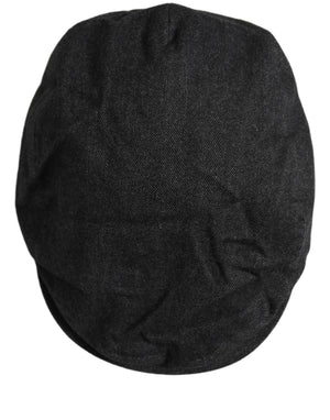 Dolce & Gabbana Herren Schwarze Baumwoll Flat Cap Schirmmütze