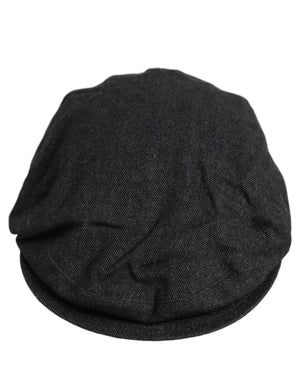 Dolce & Gabbana Herren Schwarze Baumwoll Flat Cap Schirmmütze