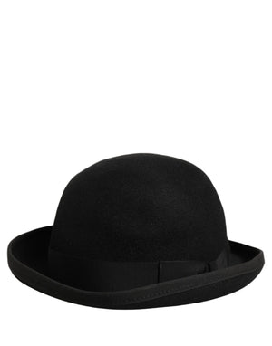 Dolce & Gabbana Herren Hut aus schwarzem Kaninchenfell Filz, Modell Bowler