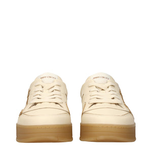 Jimmy Choo Beige Leather Low Top Sneakers