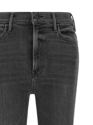 Mother Denim Graue Baumwoll-Jeans mit Schlag