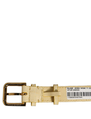 Dolce & Gabbana Beige Leder-Armband mit Goldschließe und Prägung
