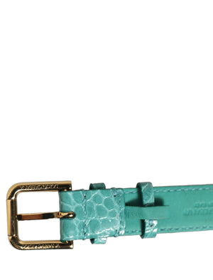 Dolce & Gabbana Armband aus blauem Leder mit Prägung und goldener Schnalle