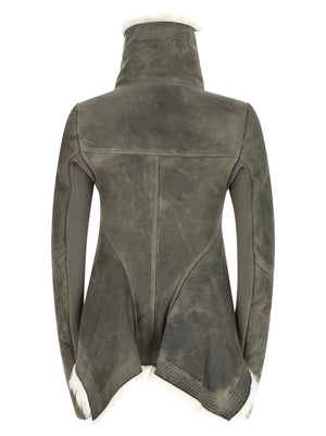 Rick Owens Graue Lammfell-Lederjacke