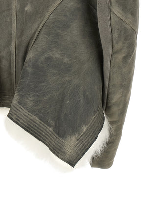 Rick Owens Graue Lammfell-Lederjacke