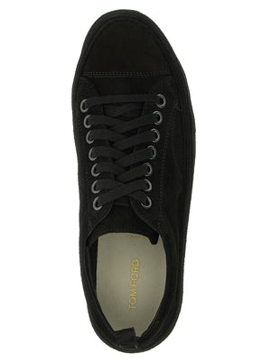 Tom Ford Schwarze Leder Low-Top-Sneaker
