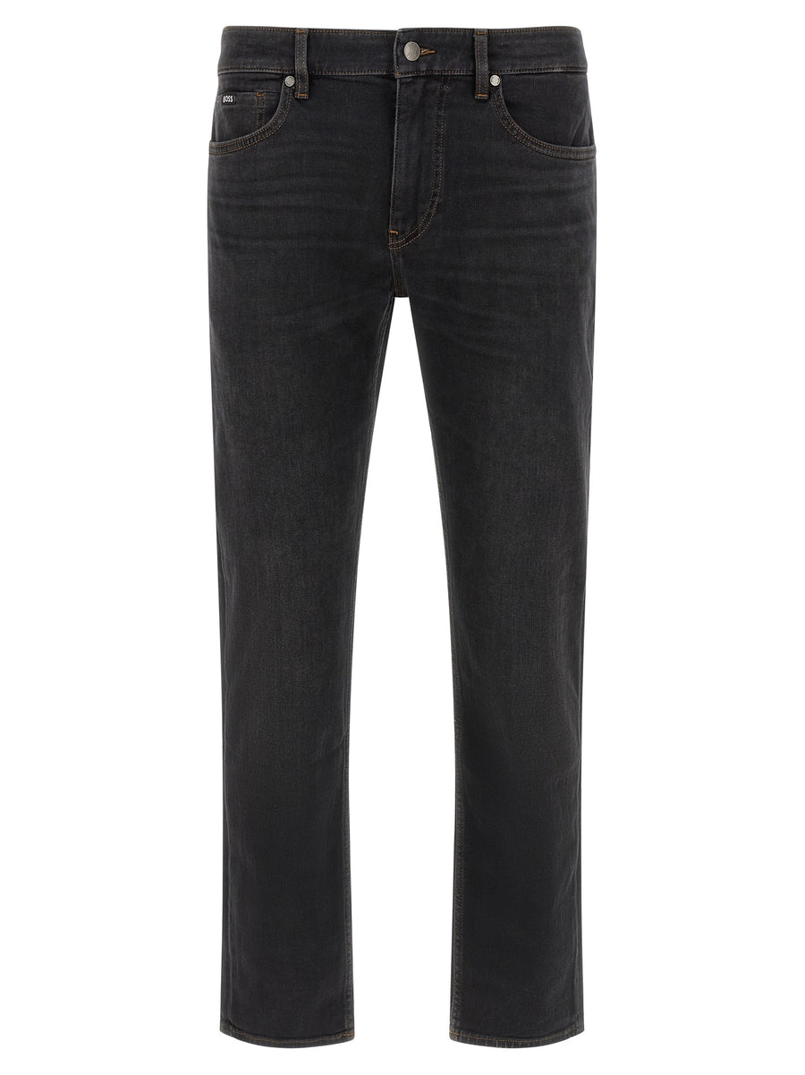 Black Cotton Straight-Leg Jeans