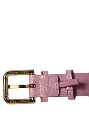 Dolce & Gabbana Armband aus rosafarbenem Leder mit Prägung und goldener Schnalle