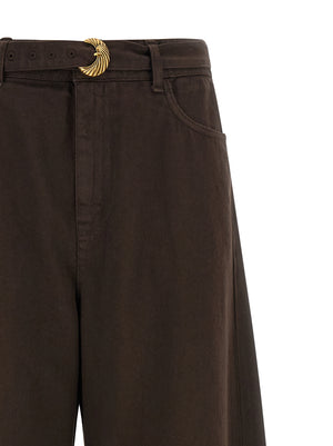 Twinset Braune Baumwoll-Jeans mit hoher Taille