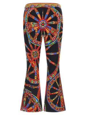Dolce & Gabbana Mehrfarbige Seidenhose mit ausgestelltem Bein