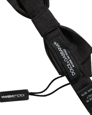 Dolce & Gabbana Herren Schwarze 100% Seide Verstellbare Krawatte Fliege