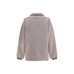 P.A.R.O.S.H. Beige Wool Oves Aries Full-Length Jacket