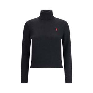 Ami Paris Schwarzer Rollkragenpullover aus Merinowolle