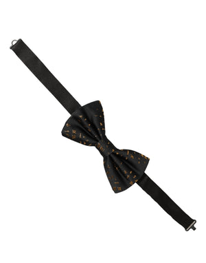Dolce & Gabbana Schwarze Fliege mit Gold-Sprenkelmuster und verstellbarem Band