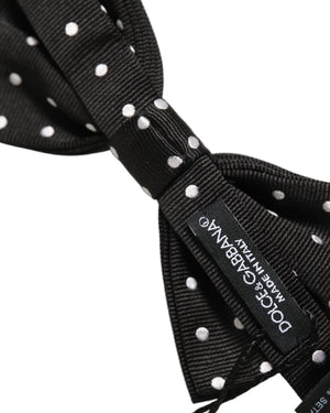 Dolce & Gabbana Schwarze und weiße gepunktete, verstellbare Papillon-Fliege