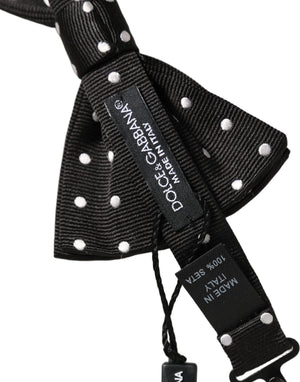 Dolce & Gabbana Schwarze und weiße gepunktete, verstellbare Papillon-Fliege