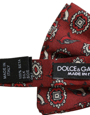 Dolce & Gabbana Herren Fliege Bordeaux Floral Verstellbar Papillon Krawatte