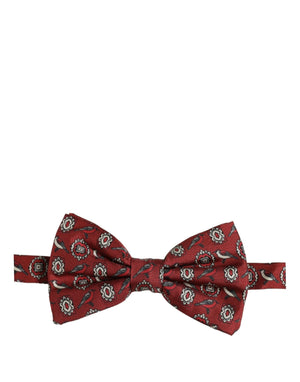 Dolce & Gabbana Herren Fliege Bordeaux Floral Verstellbar Papillon Krawatte