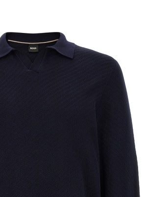 Blue Cotton Polo Shirt
