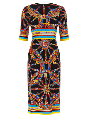Dolce & Gabbana Mehrfarbiges Seiden-Midikleid