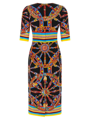 Dolce & Gabbana Mehrfarbiges Seiden-Midikleid