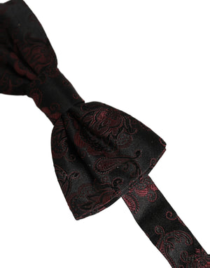 Dolce & Gabbana Burgunder Paisley Seiden-Fliege mit verstellbarem Band