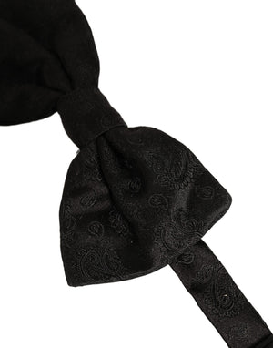 Dolce & Gabbana Herren Schwarze Paisley Seide Verstellbare Krawatte Fliege